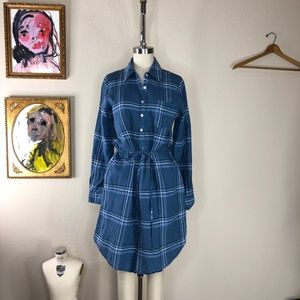 Serena & Lily Margot Jane Plaid Linen Shirt Dress